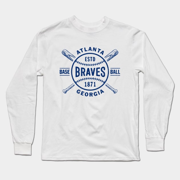 Atlanta Braves Bats & Ball 2 by Buck Tee Long Sleeve T-Shirt by Buck Tee